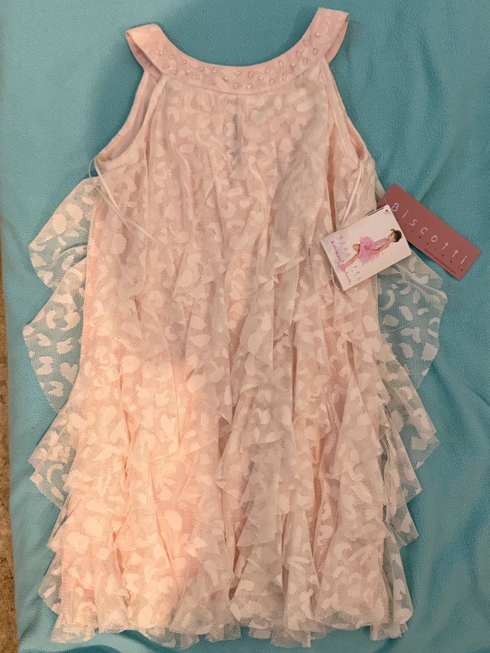Girls Biscotti Light Pink Ruffled Lace Party Dress